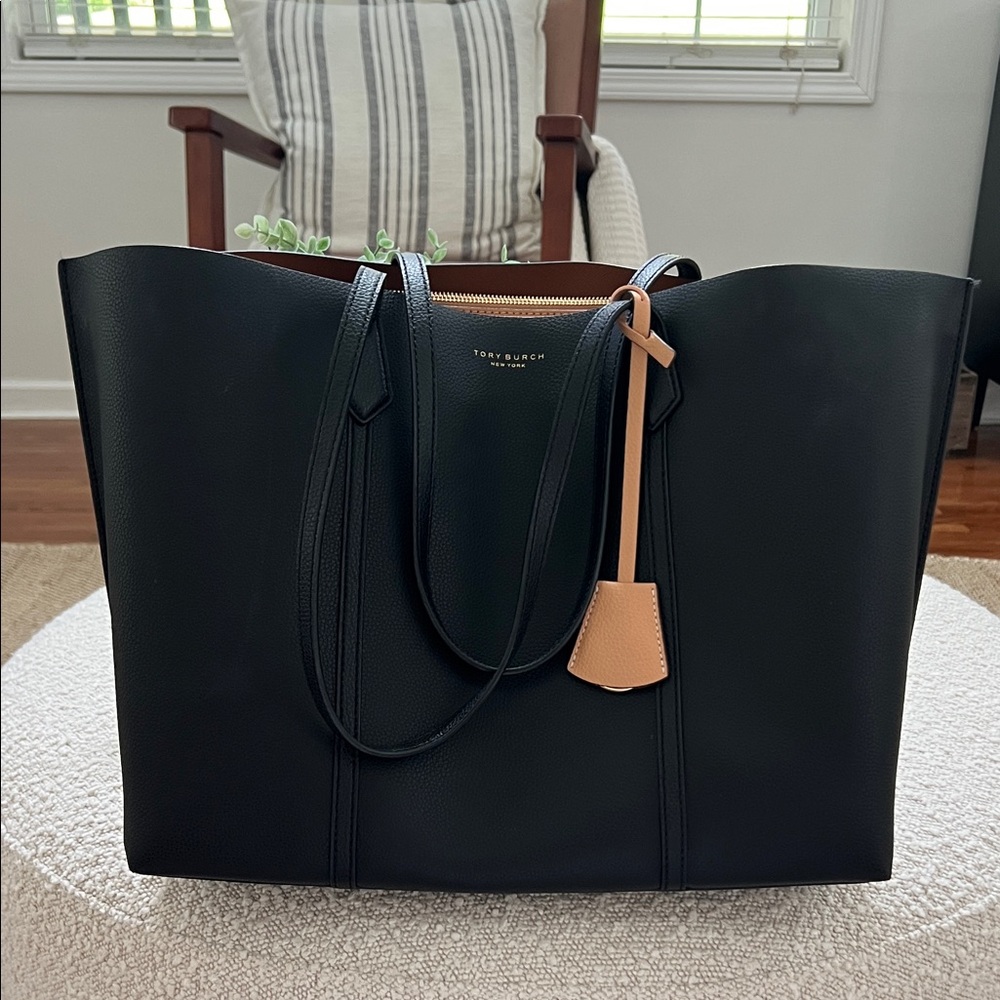 Tory Burch Black and Tan Tote Bag